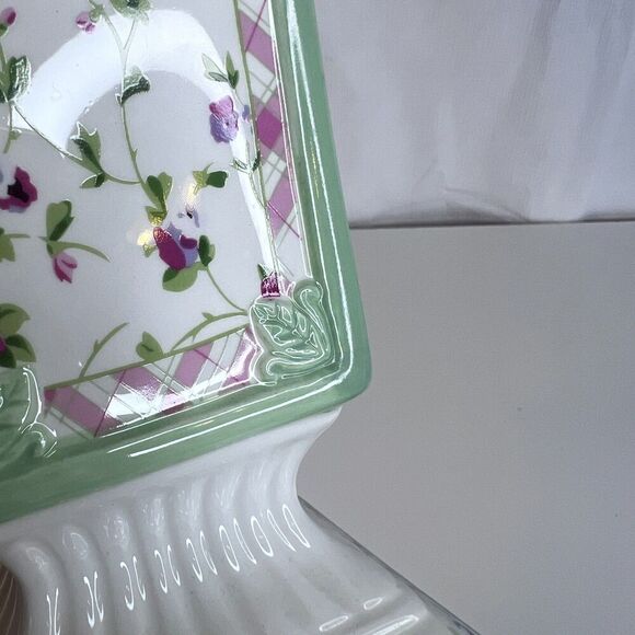 Laura Ashley FTD Floral Ceramic Square Pedestal Vase French Cottage Core Chintz - Picture 3 of 11